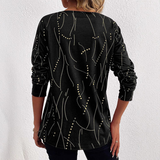 Bluse mit Knöpfen und geometrischem Muster