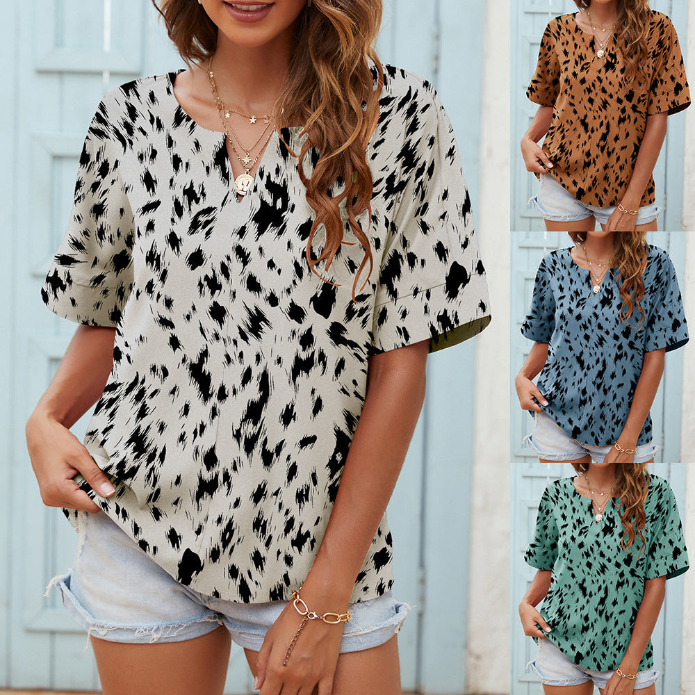 Printed V-Neck Everyday Top by Andrea Serena