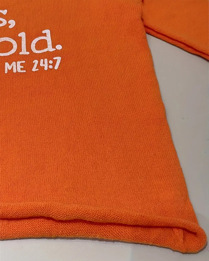 Andrea's™ | Pullover V-Ausschnitt Schriftprint Locker Casual