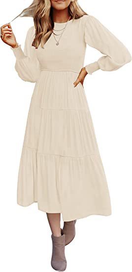 Andrea's™ | Maxikleid mit langen Ärmeln, Falten und Lagen