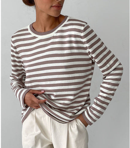 Andrea's™ | Gestreiftes Strickshirt mit Rundhalsausschnitt