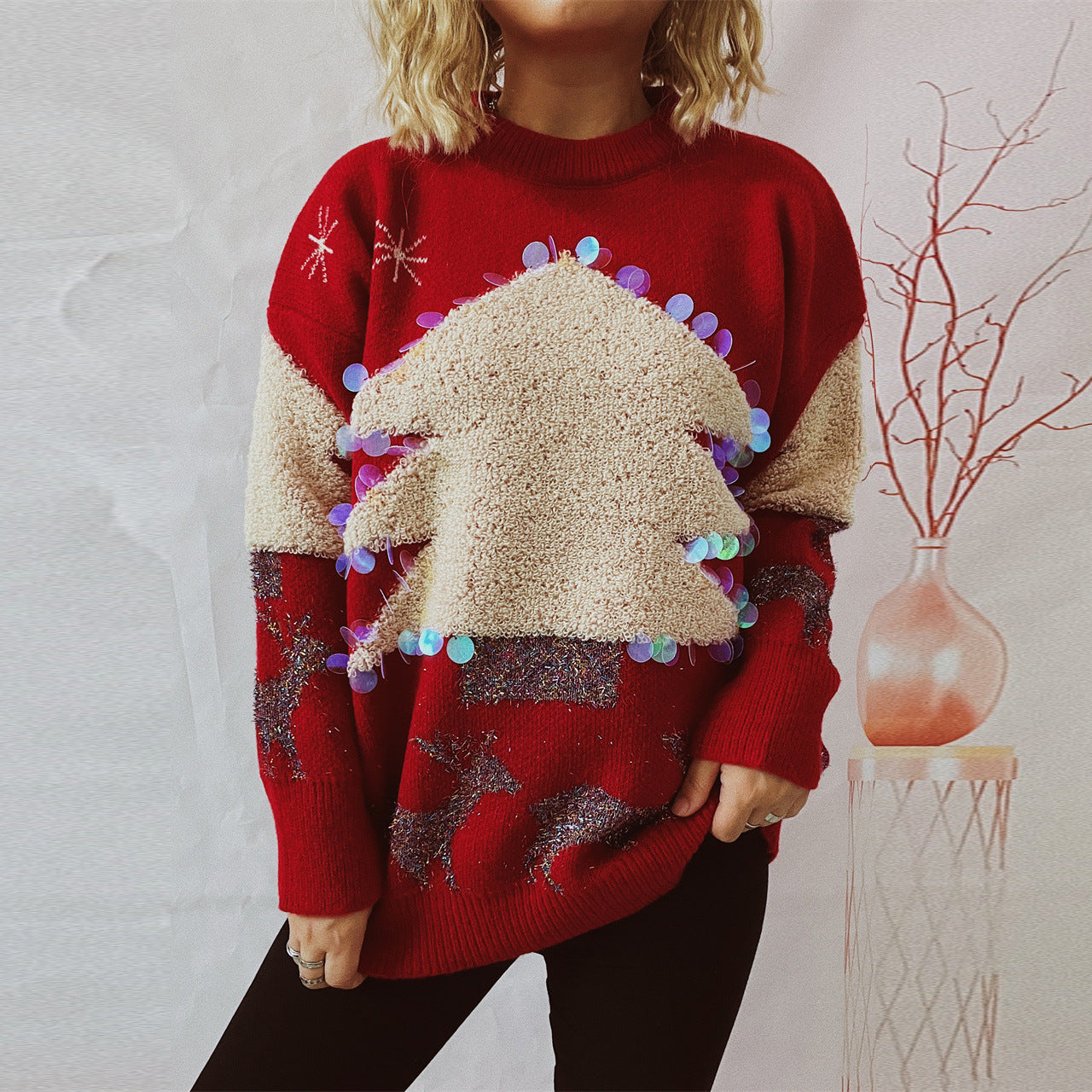 Andrea’s™ | Bestickter Weihnachtsbaum-Winterpullover