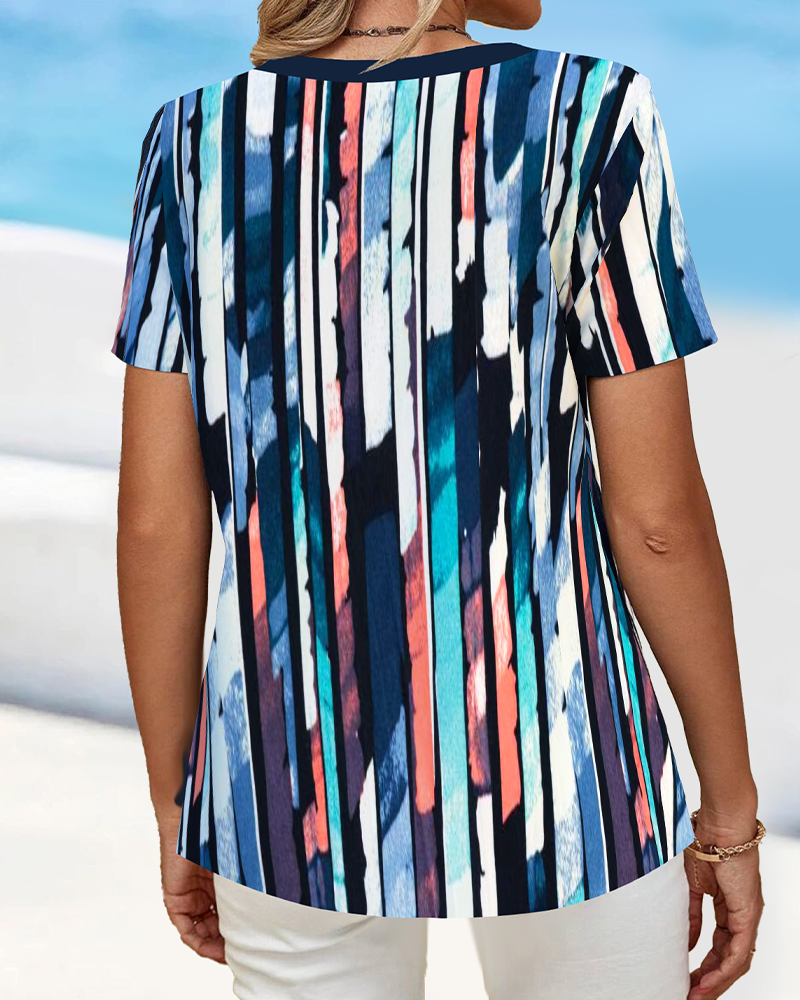 Andrea's™ | T-Shirt Kurzarm Weitkragen Bedruckt