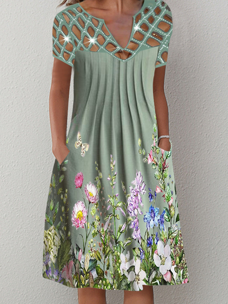 Andrea's™ | Geblümtes Faltenkleid in A-Linie