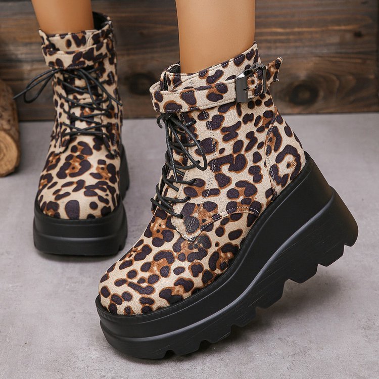 Andrea's™ | Leopardenmuster-Stiefel mit dicker Sohle