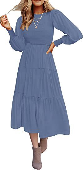 Andrea's™ | Maxikleid mit langen Ärmeln, Falten und Lagen