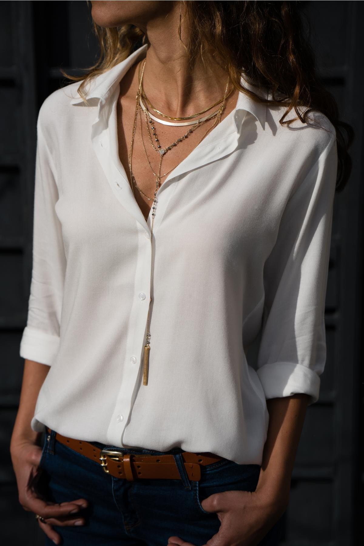 Andrea's™ | Damenbluse mit Reverskragen und Knöpfen