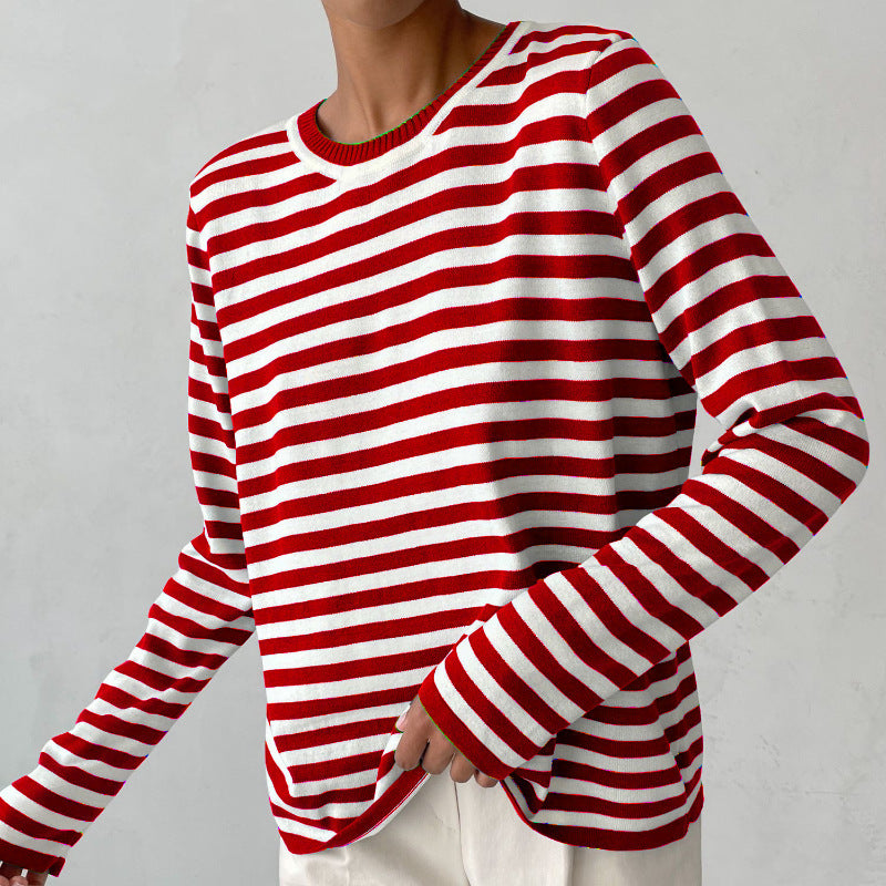 Andrea's™ | Gestreiftes Strickshirt mit Rundhalsausschnitt