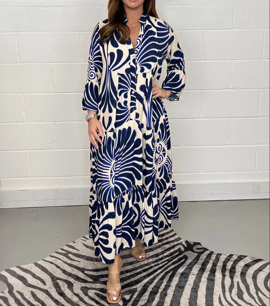 Bedrucktes Chiffon-A-Linien-Kleid von Andrea Serena