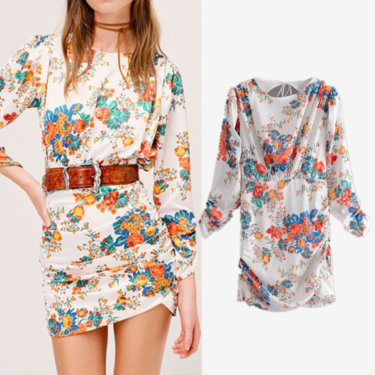 Andrea's™ | Rüschiges, geblümtes Minikleid