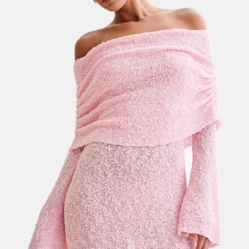 Andrea's™ | Damen Strick-Minikleid mit schulterfreiem Schnitt