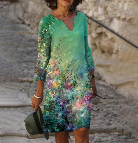Andrea's™ | Geblümtes Kleid mit V-Ausschnitt