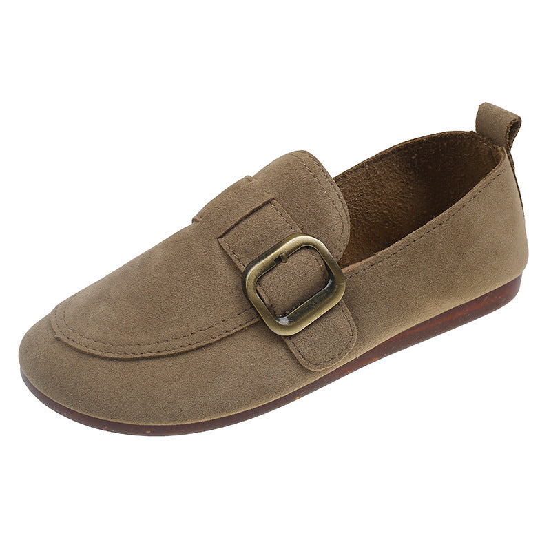 Andrea's™ | Veloursleder-Loafer mit Schnalle und flacher Sohle