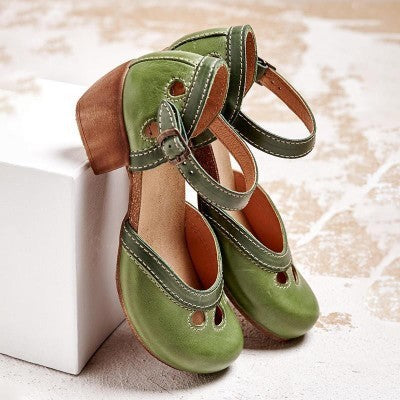 Andrea's™ | Damen Lederschuhe mit massivem Absatz