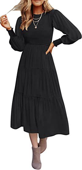 Andrea's™ | Maxikleid mit langen Ärmeln, Falten und Lagen