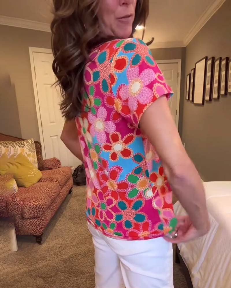 Andrea's™ | T-Shirt Slim Fit Kurzarm Bedruckt