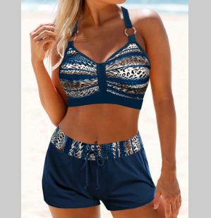 Andrea's™ | Bikini-Top mit ethnischem Print und passenden High-Waist-Shorts