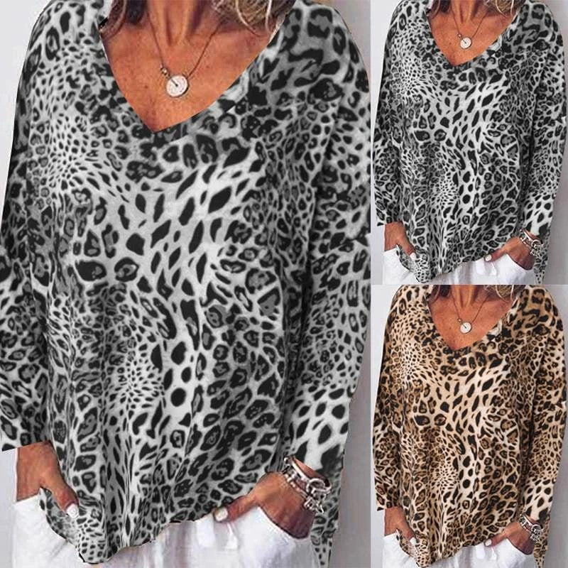 Leopard Print V-Neck Top by Andrea Serena