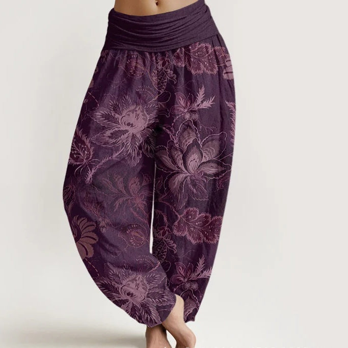Retro-Hose mit Blumenmuster und weitem Bein von Andrea Serena