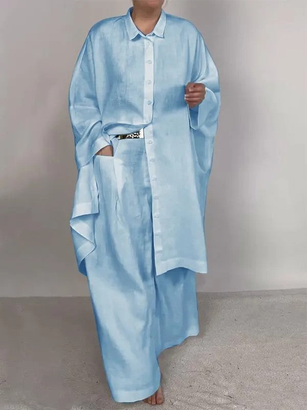 Andrea's™ | Lockeres Polo-Oberteil und weit geschnittene Hose im Set