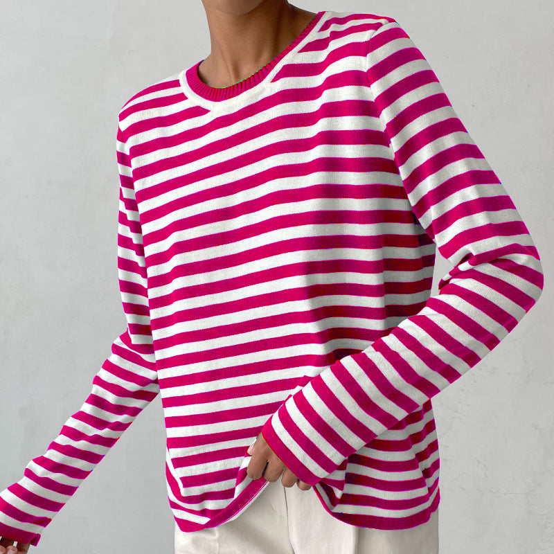 Andrea's™ | Gestreiftes Strickshirt mit Rundhalsausschnitt