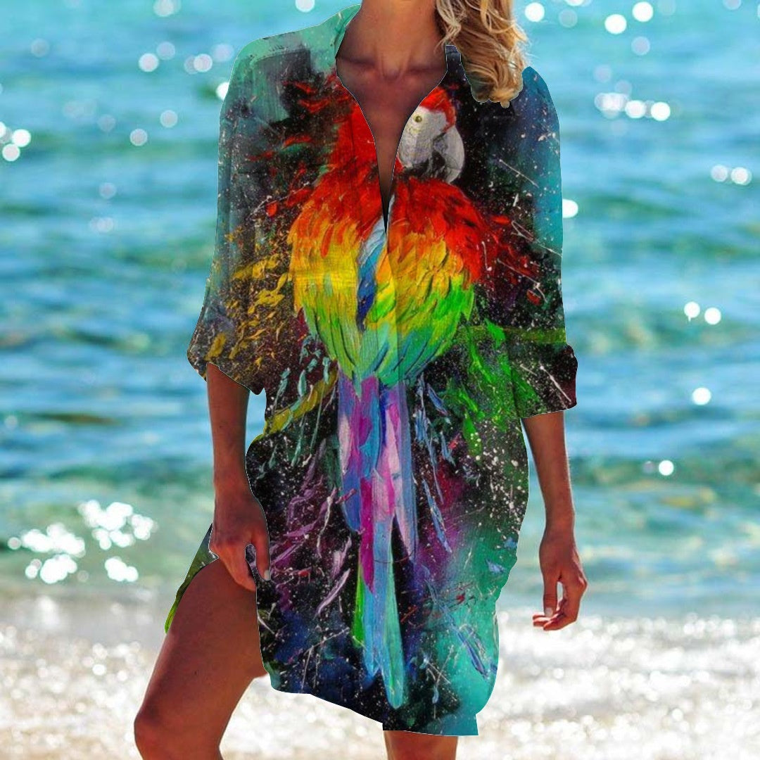 Andrea's™ | Polokleid mit lebendigen Naturdrucken