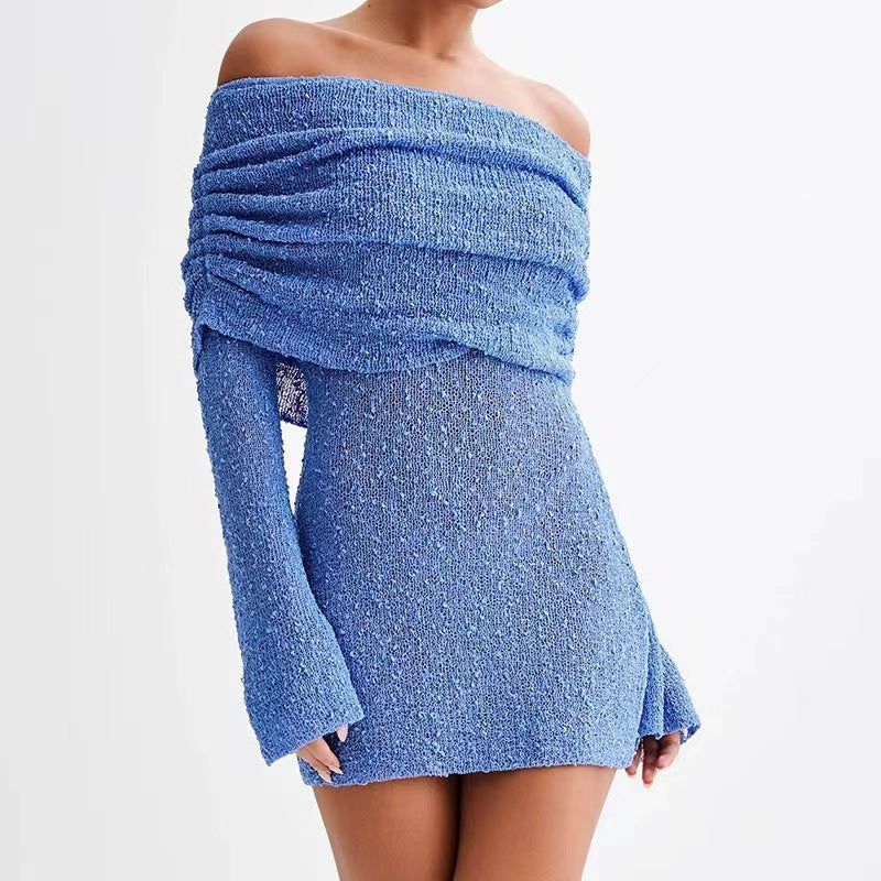 Andrea's™ | Damen Strick-Minikleid mit schulterfreiem Schnitt