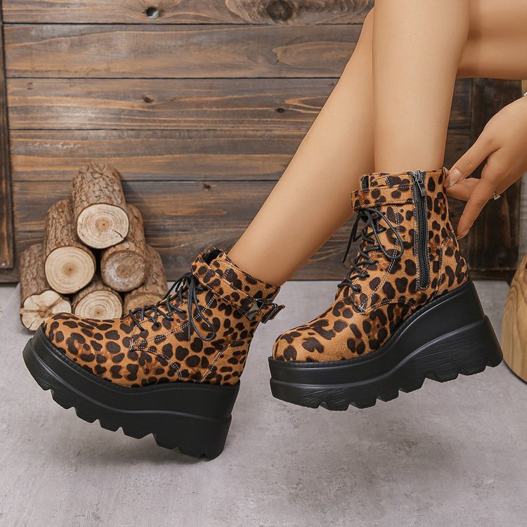 Andrea's™ | Leopardenmuster-Stiefel mit dicker Sohle