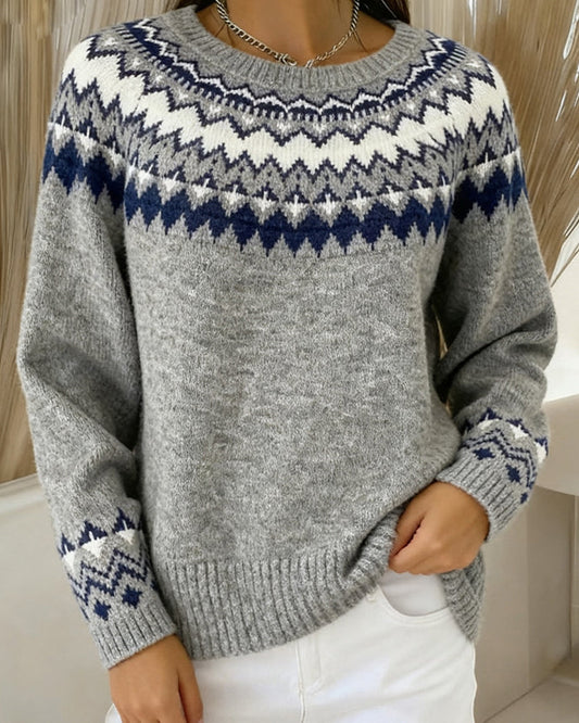 Andrea's™ | Langärmeliger Pullover mit Rundhalsausschnitt