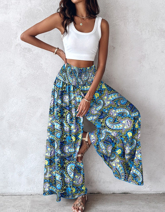 Retro-Hose mit Blumenmuster und weitem Bein von Andrea Serena