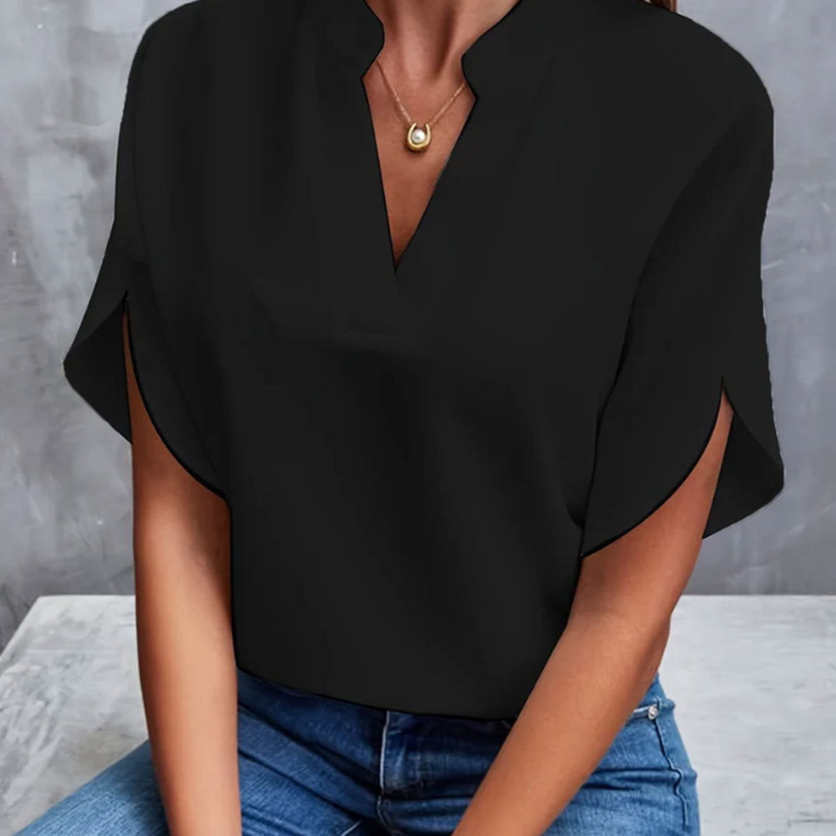 Andrea's™ | Sommer-Chiffonhemd mit kurzen Ärmeln