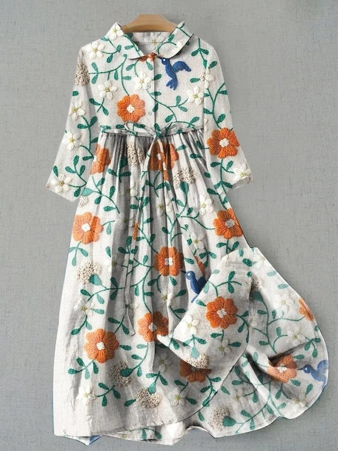 Andrea's™ | Geblümtes Midikleid mit Kragen