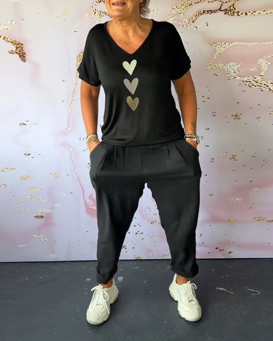 Andrea's™ | Bequeme Freizeithose mit einfarbiger Tasche