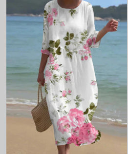 Andrea's™ | Geblümtes Kleid mit Rundhalsausschnitt