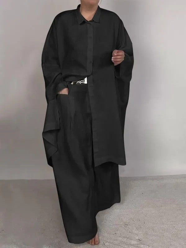 Andrea's™ | Lockeres Polo-Oberteil und weit geschnittene Hose im Set