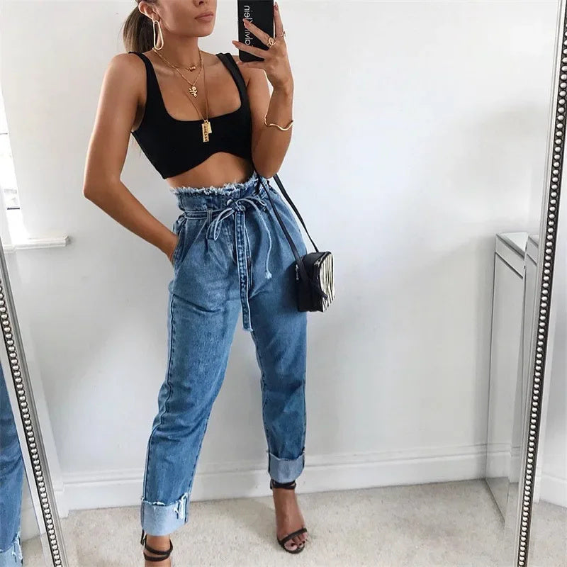 Andrea's™ | Hoch taillierte Washed-Denim-Jeans