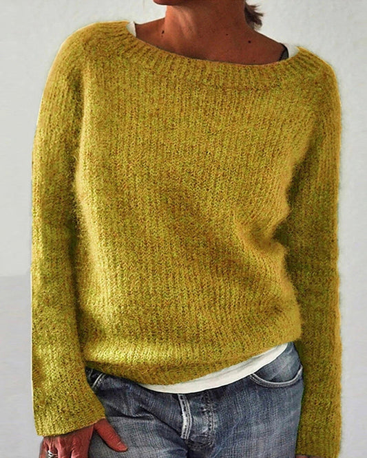 Andrea's™ | Einfarbiger Pullover mit Rundhalsausschnitt und langen Ärmeln