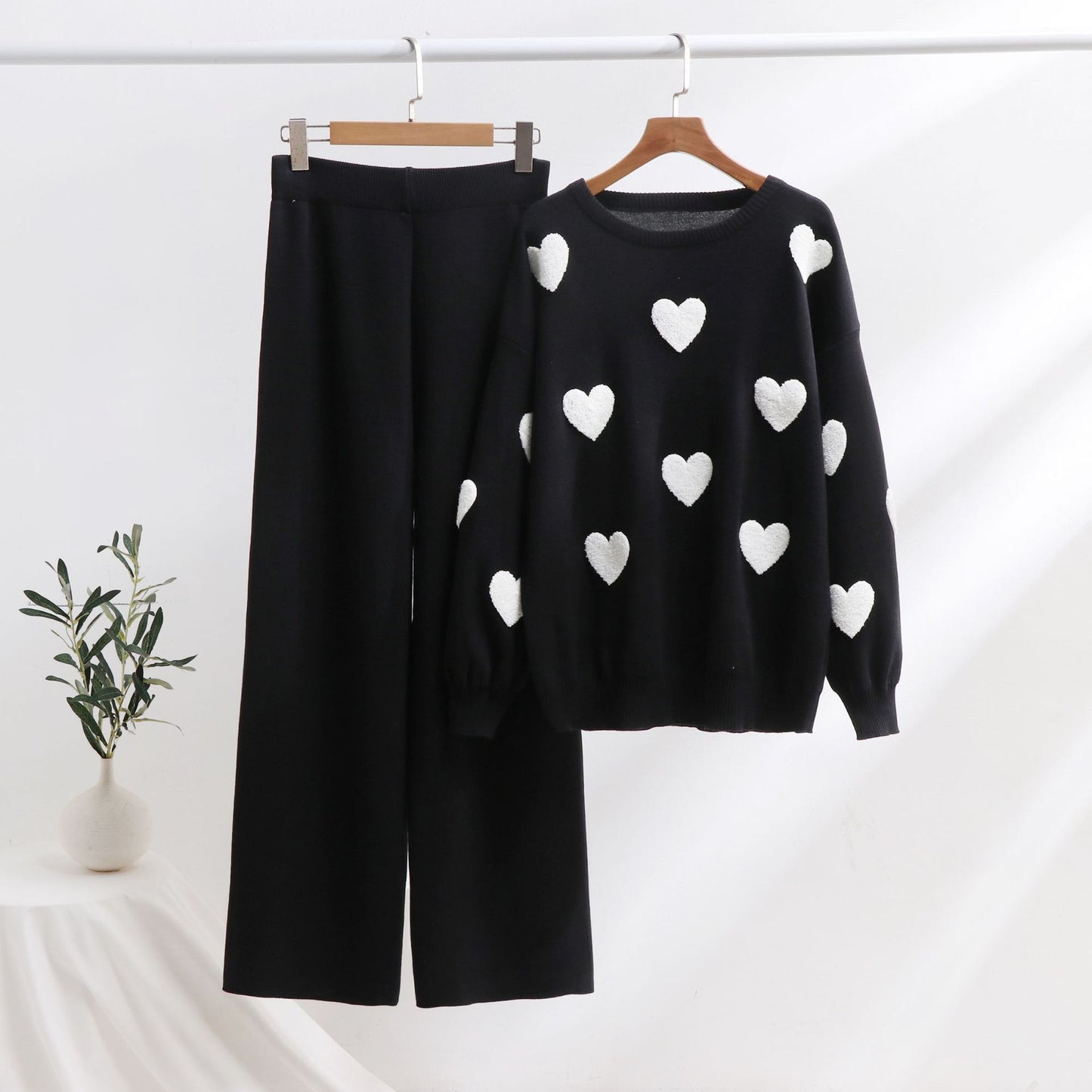 Andrea's™ | Strick-Outfit-Set mit Herzmuster