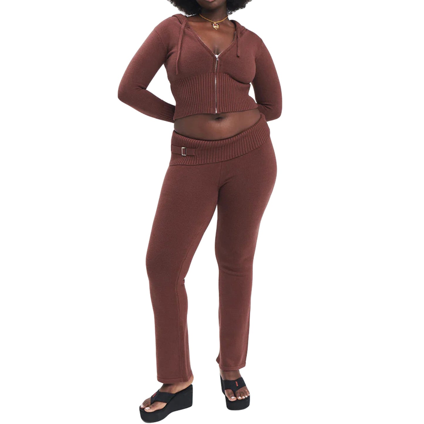 Andrea's™ | Kapuzenpullover mit langen Ärmeln und hoch taillierte lange Hose im Set