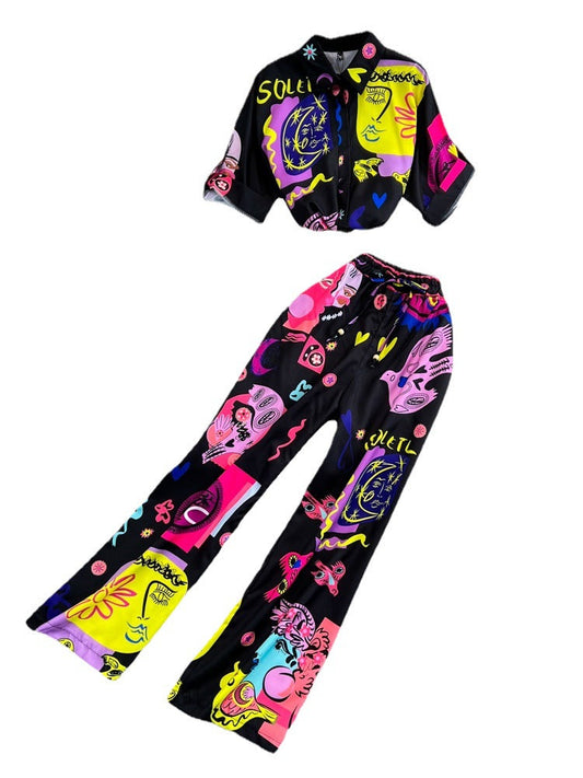 Lässiges Sommer-Set von Andrea Serena für Damen mit lebhaftem Print