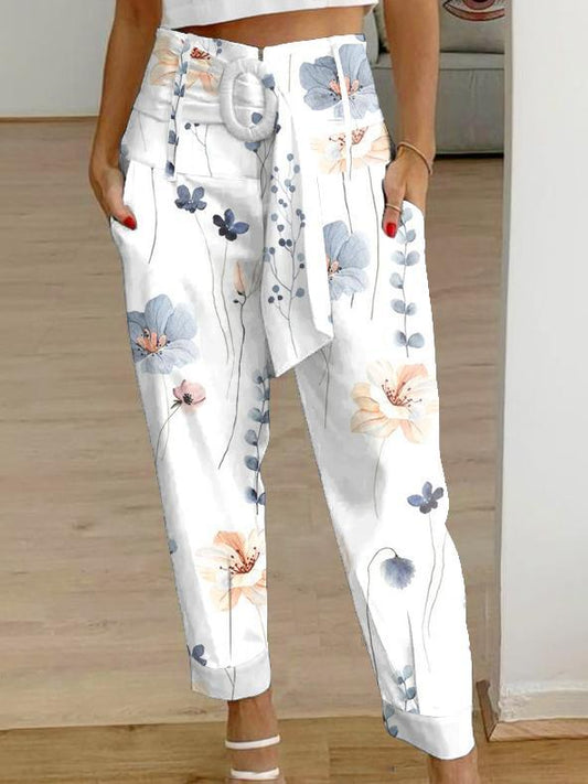 Cropped-Hose aus geblümtem Leinen von Andrea Serena (Damen)