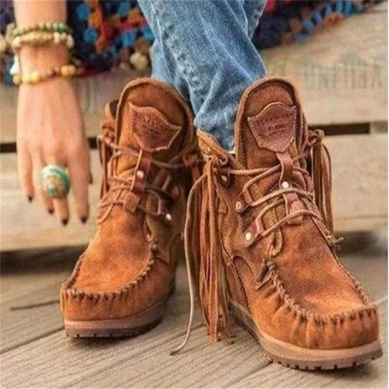 Andrea's™ | Modische kurze Stiefeletten mit Fransen