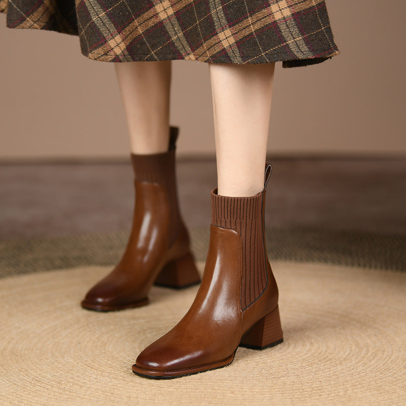 Andrea's™ | Vintage Stiefeletten mit eckiger Spitze & hohem Absatz