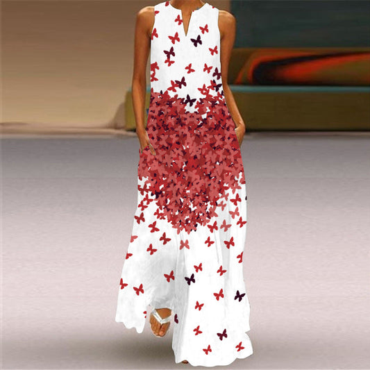 Ärmelloses Maxikleid von Andrea Serena mit Blumenmuster