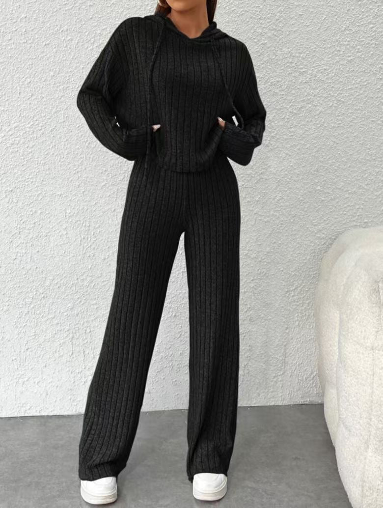 Gemütliches gestreiftes Andrea Serena Hoodie-Lounge-Set