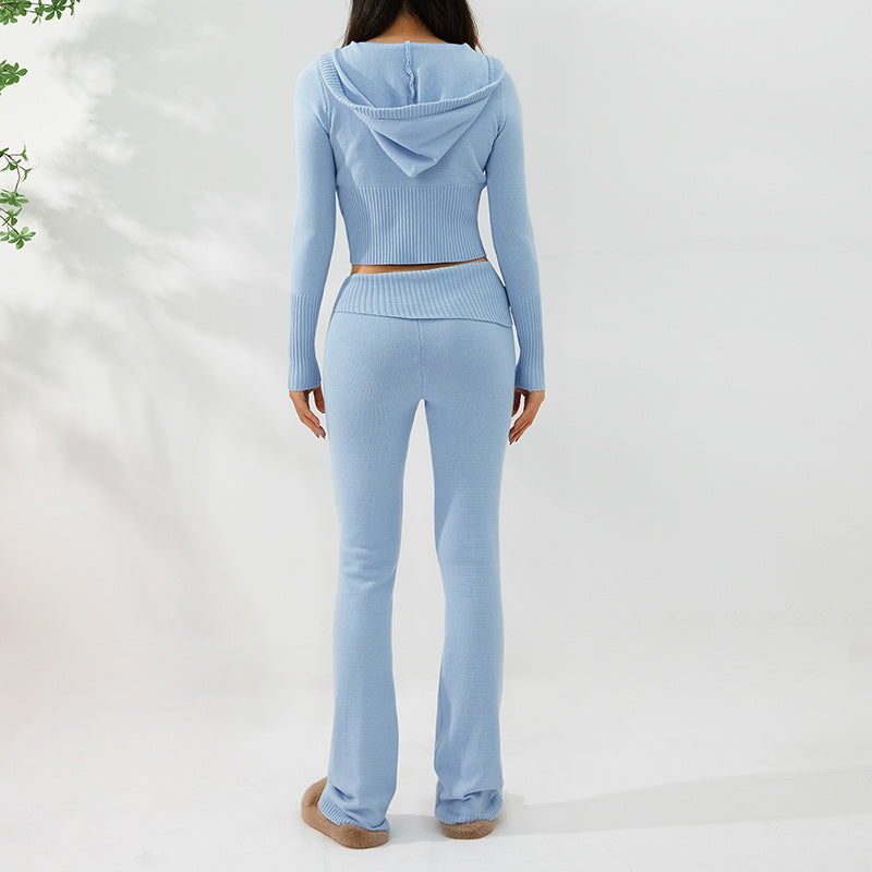 Andrea's™ | Kapuzenpullover mit langen Ärmeln und hoch taillierte lange Hose im Set