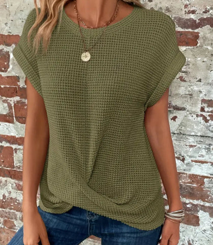 Andrea's™ | Stylisches T-Shirt mit Waffelstruktur und kurzen Ärmeln