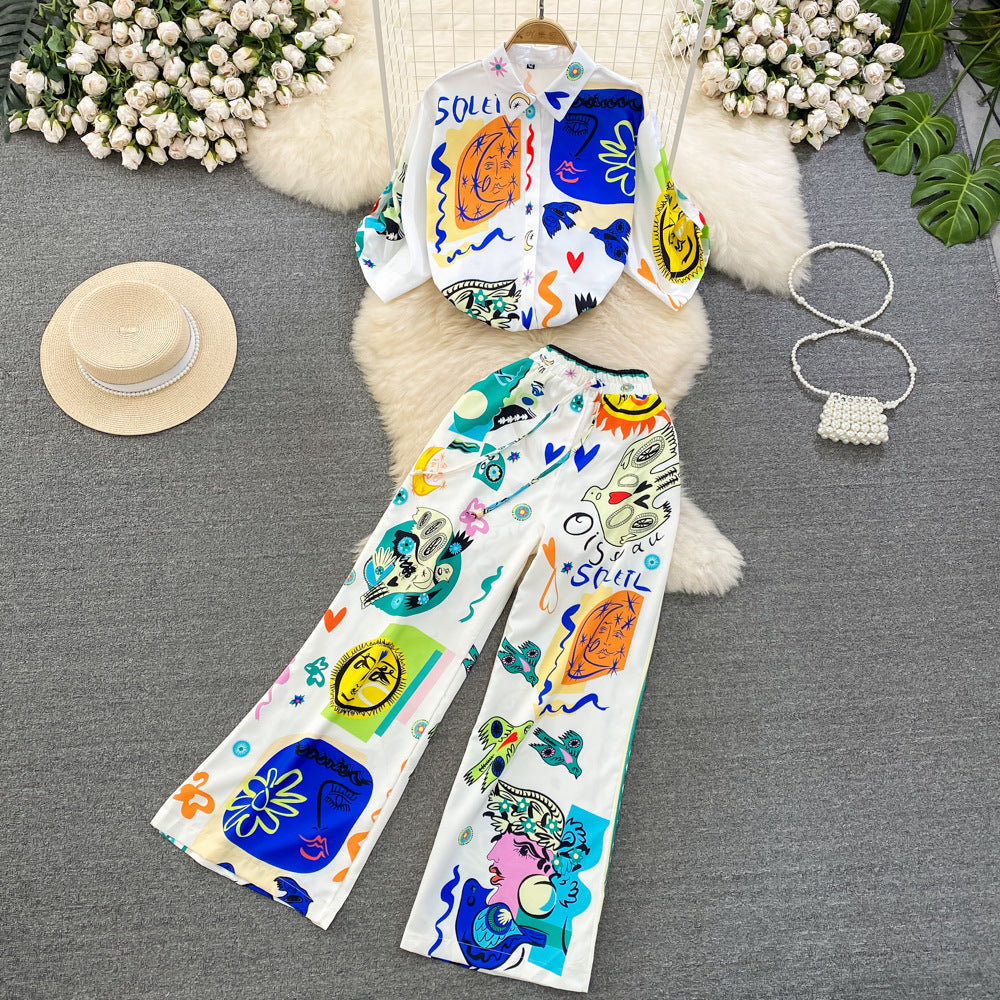 Lässiges Sommer-Set von Andrea Serena für Damen mit lebhaftem Print