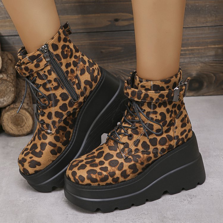 Andrea's™ | Leopardenmuster-Stiefel mit dicker Sohle