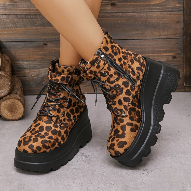 Andrea's™ | Leopardenmuster-Stiefel mit dicker Sohle